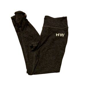 Beyond Yoga Leggings Size Medium Heather grey black crisscross hems